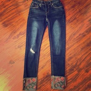 Size youth 12 jeans with floral tips